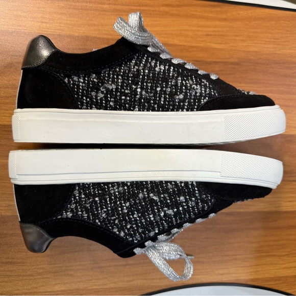 Birdies NWOT Black Tweed & Suede Sneakers Silver Trim Size 7.5 - Picture 6 of 9